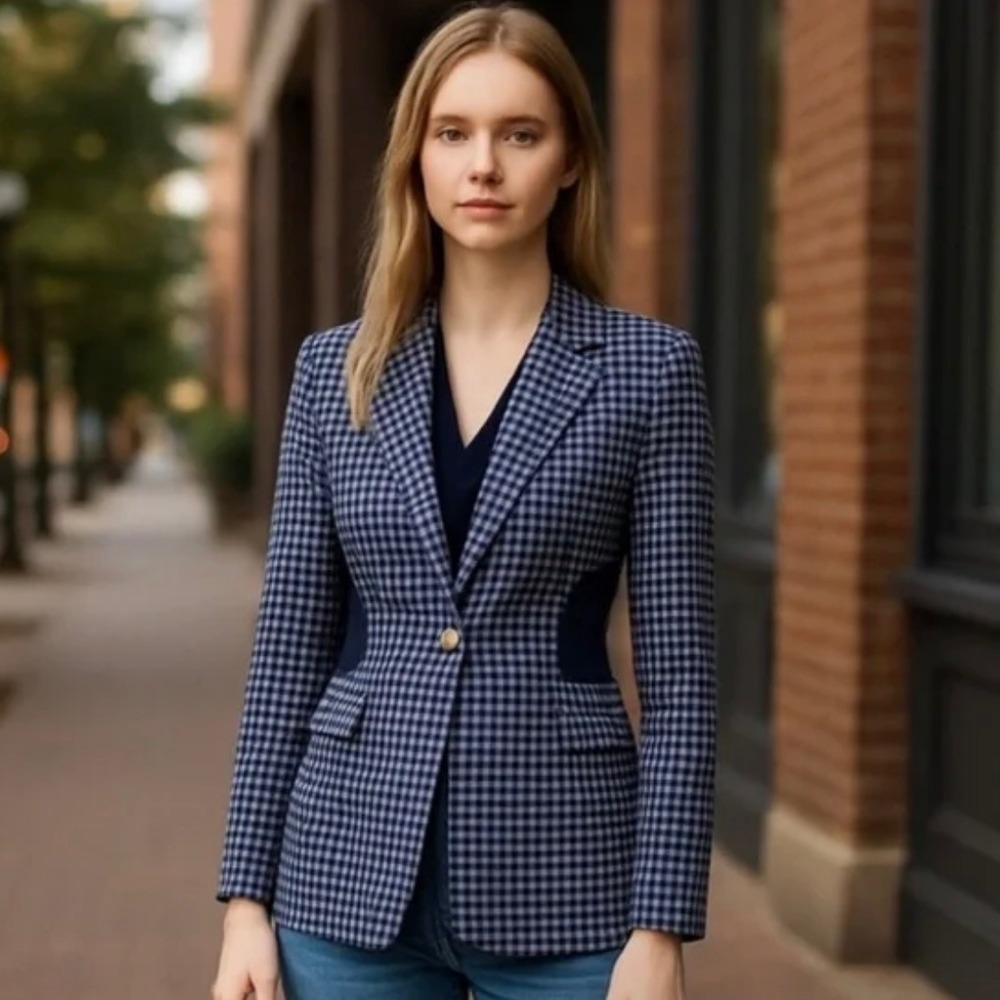 Cabi the checkup plaid‎ blazer Size M blue